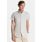 Tudors Erkek Slim Fit Dar Kesim Kısa Kollu Spor Yaka Oxford Doku Pamuklu Gri Gömlek - 2XL