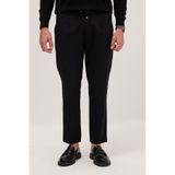 Tudors Erkek Slim Fit Dar Kesim Lastikli Bağcık Detaylı Siyah Pantolon