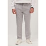 Tudors Erkek Slim Fit Dar Kesim Lastikli Bel Bağcık Detaylı Pileli Gri Pantolon - 2XL