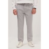 Tudors Erkek Slim Fit Dar Kesim Lastikli Bel Bağcık Detaylı Pileli Gri Pantolon