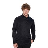Tudors Erkek Slim Fit Dar Kesim Pamuklu Düz Gömlek,Siyah L 2007004249631
