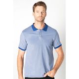 Tudors Erkek Slim Fit Dar Kesim Pamuklu Düz Pike Mavi Polo Yaka Tişört