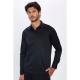 Tudors Erkek Slim Fit Dar Kesim Pamuklu Düz Siyah Gömlek - XL