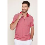Tudors Erkek Slim Fit Dar Kesim Pamuklu Fermuarlı Bordo Polo Yaka Tişört