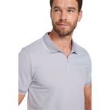 Tudors Erkek Slim Fit Dar Kesim Pamuklu Fermuarlı Gri Polo Yaka Tişört - XL
