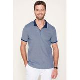 Tudors Erkek Slim Fit Dar Kesim Pamuklu Fermuarlı Lacivert Polo Yaka Tişört