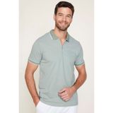 Tudors Erkek Slim Fit Dar Kesim Pamuklu Fermuarlı Mint Polo Yaka Tişört