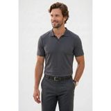 Tudors Erkek Slim Fit Dar Kesim Pamuklu Kısa Kollu Çizgili Antrasit Polo V Yaka Tişört