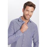 Tudors Erkek Slim Fit Dar Kesim Pamuklu Kolay Ütü Düğmeli Yaka Düz Mavi Gömlek - 2XL