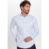 Tudors Erkek Slim Fit Dar Kesim Pamuklu Kolay Ütü Mavi Düğmeli Yaka Gömlek