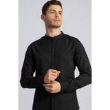 Tudors Erkek Slim Fit Dar Kesim Pamuklu Kolay Ütü Siyah Hakim Yaka Gömlek