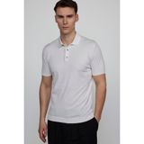 Tudors Erkek Slim Fit Dar Kesim Pamuklu Örme Triko Beyaz Polo Yaka Tişört - 2XL