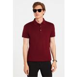 Tudors Erkek Slim Fit Dar Kesim Pamuklu Örme Triko Bordo Polo Yaka Tişört