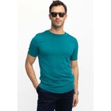 Tudors Erkek Slim Fit Dar Kesim Pamuklu Örme Triko Yeşil Bisiklet Yaka Tişört - XL