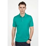 Tudors Erkek Slim Fit Dar Kesim Pamuklu Örme Triko Yeşil Polo Yaka Tişört - 2XL