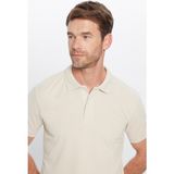 Tudors Erkek Slim Fit Dar Kesim Pamuklu Pike Yumuşak Dokulu Serin Tutan Kumaş Kırık Beyaz Polo Yaka Tişört - 2XL