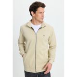Tudors Erkek Slim Fit Dar Kesim Pamuklu Tam Fermuarlı Çift Cepli Dik Yaka Krem Sweatshirt Hırka-41890 Krem