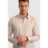 Tudors Erkek Slim Fit Dar Kesim Pamuklu Terry Cotton Kumaş Kolay Ütü Taş Renk Gömlek - XL