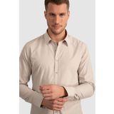 Tudors Erkek Slim Fit Dar Kesim Pamuklu Terry Cotton Kumaş Kolay Ütü Taş Renk Gömlek