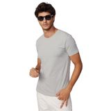 Tudors Erkek Slim Fit Dar Kesim Pamuklu Yumuşak Doku Likralı Esnek Kumaş Basic Bisiklet Yaka Tişört,Gri S 2007004162282
