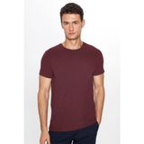 Tudors Erkek Slim Fit Dar Kesim Pamuklu Yumuşak Doku Likralı Esnek Kumaş Basic Bordo Bisiklet Yaka Tişört