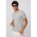 Tudors Erkek Slim Fit Dar Kesim Pamuklu Yumuşak Doku Likralı Esnek Kumaş Basic Gri Bisiklet Yaka Tişört - 2XL