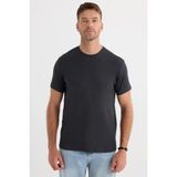 Tudors Erkek Slim Fit Dar Kesim Pamuklu Yumuşak Doku Likralı Esnek Kumaş Basic Gri Bisiklet Yaka Tişört - Gri1 - 2XL