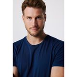 Tudors Erkek Slim Fit Dar Kesim Pamuklu Yumuşak Doku Likralı Esnek Kumaş Basic İndigo Bisiklet Yaka Tişört - XL