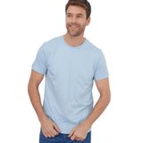 Tudors Erkek Slim Fit Dar Kesim Pamuklu Yumuşak Doku Likralı Esnek Kumaş Basic Mavi Bisiklet Yaka Tişört - XL