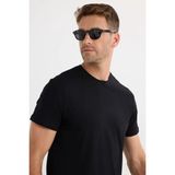 Tudors Erkek Slim Fit Dar Kesim Pamuklu Yumuşak Doku Likralı Esnek Kumaş Basic Siyah Bisiklet Yaka Tişört - 2XL