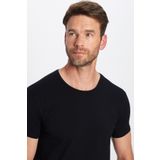 Tudors Erkek Slim Fit Dar Kesim Pamuklu Yumuşak Doku Likralı Esnek Kumaş Basic Siyah Bisiklet Yaka Tişört