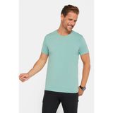 Tudors Erkek Slim Fit Dar Kesim Pamuklu Yumuşak Doku Likralı Esnek Kumaş Basic Yeşil Bisiklet Yaka Tişört - 2XL