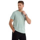 Tudors Erkek Slim Fit Dar Kesim Pamuklu Yumuşak Doku Likralı Esnek Kumaş Bisiklet Yaka Tişört,Yeşil Xl