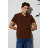 Tudors Erkek Slim Fit Dar Kesim Pamuklu Yumuşak Doku Nefes Alan Kumaş Kahverengi Polo Yaka Tişört - 2XL