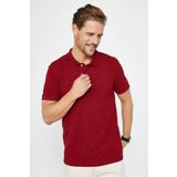 Tudors Erkek Slim Fit Dar Kesim Pamuklu Yumuşak Doku Nefes Alan Kumaş Kıvrılmaz Yaka Bordo Polo Yaka Tişört