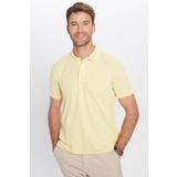 Tudors Erkek Slim Fit Dar Kesim Pamuklu Yumuşak Doku Nefes Alan Kumaş Kıvrılmaz Yaka Sarı Polo Yaka Tişört