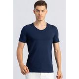 Tudors Erkek Slim Fit Dar Kesim Pamuklu Yumuşak Dokulu Likralı Esnek Kumaş Düz Basic Indigo V Yaka Tişört,Lacivert1 Xs