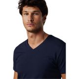 Tudors Erkek Slim Fit Dar Kesim Pamuklu Yumuşak Dokulu Likralı Esnek Kumaş Düz Basic V Yaka Tişört,Lacivert S