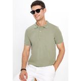 Tudors Erkek Slim Fit Dar Kesim Pamuklu Yumuşak Dokulu Serin Tutan Kumaş Düz Pike Haki Polo Yaka Tişört - 3XL