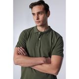 Tudors Erkek Slim Fit Dar Kesim Pamuklu Yumuşak Dokulu Serin Tutan Kumaş Düz Pike Haki Polo Yaka Tişört