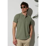 Tudors Erkek Slim Fit Dar Kesim Pamuklu Yumuşak Dokulu Serin Tutan Kumaş Düz Pike Haki Polo Yaka Tişört,Haki 3Xl