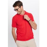 Tudors Erkek Slim Fit Dar Kesim Pamuklu Yumuşak Dokulu Serin Tutan Kumaş Düz Pike Kırmızı Polo Yaka Tişört