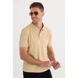 Tudors Erkek Slim Fit Dar Kesim Pamuklu Yumuşak Dokulu Serin Tutan Kumaş Düz Pike Kum Beji Polo Yaka Tişört - 2XL