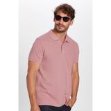 Tudors Erkek Slim Fit Dar Kesim Pamuklu Yumuşak Dokulu Serin Tutan Kumaş Düz Pike Lila Polo Yaka Tişört