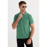 Tudors Erkek Slim Fit Dar Kesim Pamuklu Yumuşak Dokulu Serin Tutan Kumaş Düz Pike Polo Yaka Tişört - XL - Yeşil