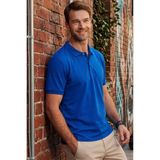 Tudors Erkek Slim Fit Dar Kesim Pamuklu Yumuşak Dokulu Serin Tutan Kumaş Düz Saks Mavi Polo Yaka Tişört
