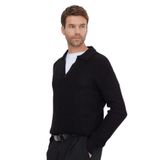 Tudors Erkek Slim Fit Dar Kesim Polo Yaka Siyah Kazak - 2XL