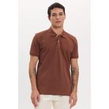 Tudors Erkek Slim Fit Dar Kesim Premium Seri %100 Pamuk Yumuşak Doku Merserize Kahverengi Polo Yaka Tişört