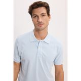 Tudors Erkek Slim Fit Dar Kesim Premium Seri %100 Pamuk Yumuşak Dokulu Merserize Açık Mavi Polo Yaka Tişört