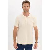 Tudors Erkek Slim Fit Dar Kesim Premium Seri %100 Pamuk Yumuşak Dokulu Merserize Bej Polo Yaka Tişört - 2XL
